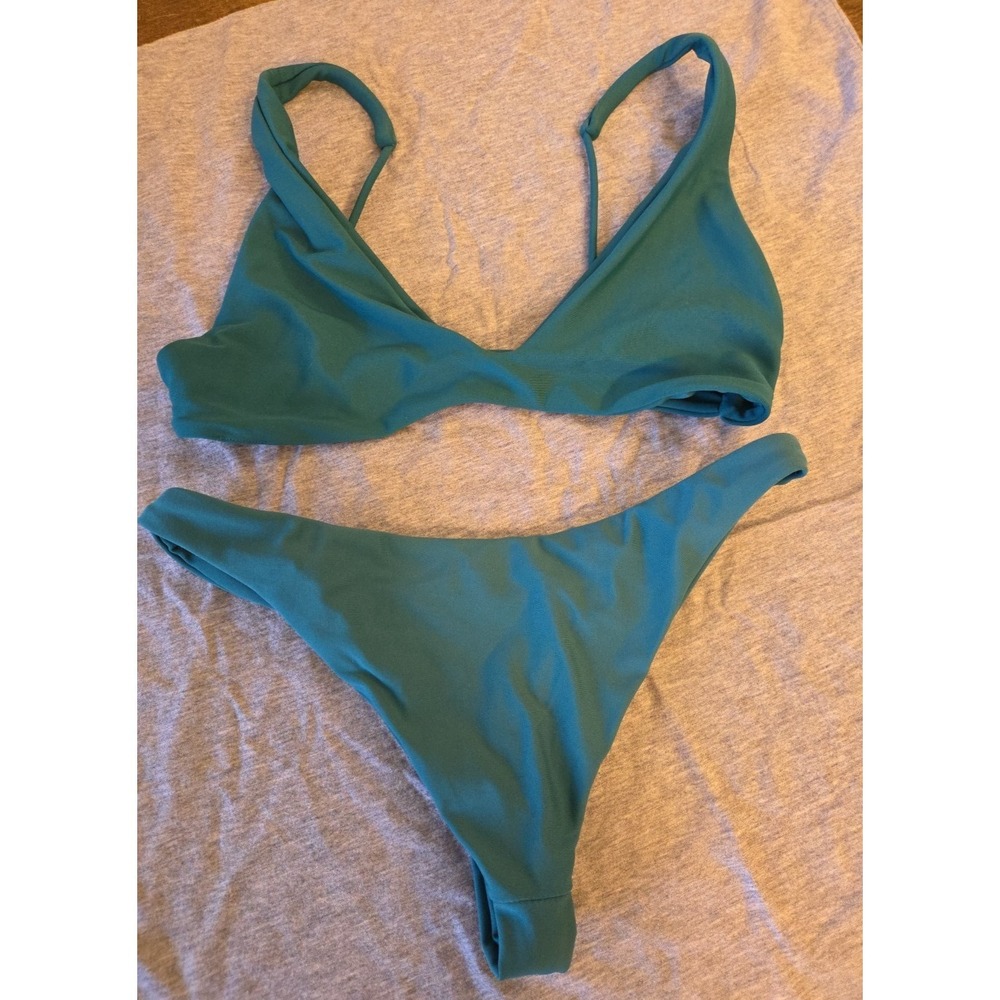 Ark Swimwear Womens Two-Piece Swimwear Bikini Set Teal Green M Top & XS Bottom